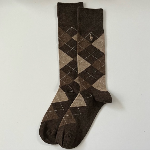 NEW Ralph Lauren long brown argyle socks - Picture 7 of 14